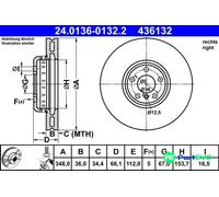 ATE 2 X BRAKE DISC 24013601322 FOR BMW