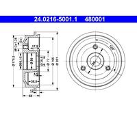ATE 24.0216-5001.1 Brake Drum for CITRO?N,PEUGEOT