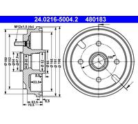 ATE 24.0216-5004.2 Brake drum