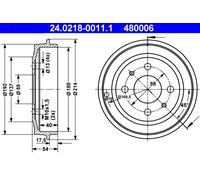 ATE Brake Drum FORD,FIAT,LANCIA 24.0218-0011.1 46819776,51863510,51900803 Rear Brakes,Drum Brake 7599325,7750119,1541801,1544173,1680868,1680869