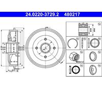 REAR BRAKE DRUM FITS: PEUGEOT 206+ 1.4 I/1.1/1.4 I /1.4 HDI ECO 70/1.1 LPG.PE