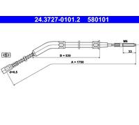CABLE, PARKING BRAKE FOR VW BEETLE BEETLE, BEETLE ATE 24.3727-0101.2