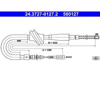 Handbrake cable 24.3727-0127.2 ATE for AUDI 80 B3 Saloon 90 B3