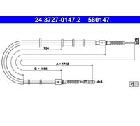 ATE 24.3727-0147.2 Hand brake cable