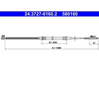 ATE 24.3727-0160.2 Handbrake cable