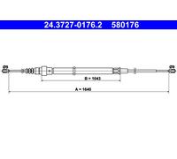 ATE 24.3727-0176.2 Cable, parking brake for SEAT,SKODA,VW
