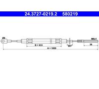 Handbrake cable 24.3727-0219.2 ATE for BMW 7
