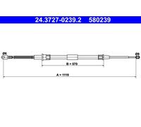 ATE 24.3727-0239.2 Handbrake cable