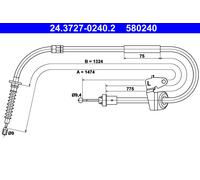 ATE 24.3727-0240.2 Handbrake cable