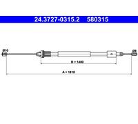 Parking brake cables ATE 24.3727-0315.2 for CITROËN PEUGEOT
