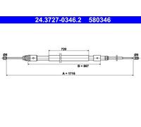ATE 24.3727-0346.2 Cable, parking brake for CITRO?N