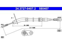 ATE 24.3727-0407.2 Hand brake cable