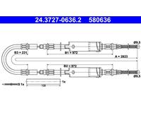 ATE 24.3727-0636.2 Cable, parking brake for FORD