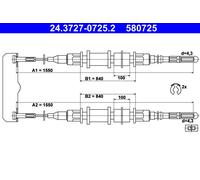 Handbrake cable 24.3727-0725.2 ATE for OPEL SENATOR B OMEGA B OMEGA B Estate