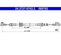 ATE 24.3727-0762.2 Hand brake cable