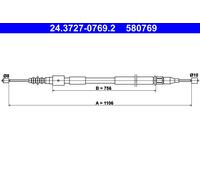 ATE 24.3727-0769.2 Hand brake cable