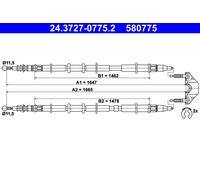ATE 24.3727-0775.2 Cable, parking brake for OPEL,VAUXHALL