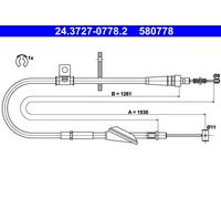 Handbrake cable 24.3727-0778.2 ATE for OPEL AGILA