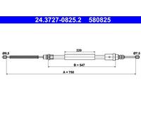 ATE 24.3727-0825.2 Handbrake cable
