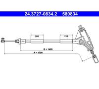CABLE PULL PARKING BRAKE 24.3727-0834.2 FOR PEUGEOT LFY /L6A /LFZ /LFX 1.8L 4cyl