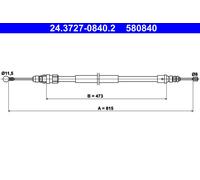 CABLE PULL PARKING BRAKE 24.3727-0840.2 FOR PEUGEOT 4HT /4HX 2.2L 3FY 2.2L 4cyl