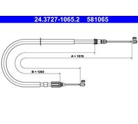 ATE Handbrake Cable 24.3727-1065.2 for Renault Megane I