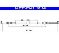 Handbrake cable 24.3727-1744.2 ATE for NISSAN NOTE