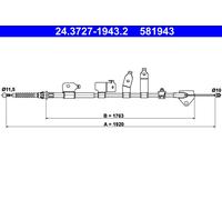 Handbrake cable 24.3727-1943.2 ATE for TOYOTA AURIS AURIS Estate