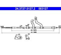 ATE 24.3727-3127.2 Cable, parking brake for HYUNDAI