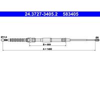 ATE 24.3727-3405.2 Cable, parking brake for VW