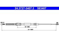 ATE Parking Brake Cable 24.3727-3407.2 for VW AXW/BLR/BVZ/BVY/BLY/BLX 2.0L 4cyl