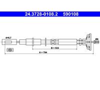 ATE 24.3728-0108.2 Clutch Cable