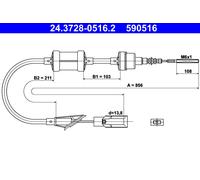 ATE 24.3728-0516.2 Clutch Cable