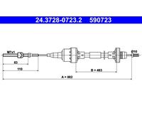 ATE 24.3728-0723.2 Clutch Cable