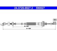 ATE 24.3728-0827.2 Clutch Cable for PEUGEOT