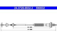 ATE 24.3728-0832.2 Clutch Cable for PEUGEOT