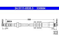 Brake Hose ATE 24.5111-0535.3 for PEUGEOT 406 (8B) 2.0 1995-2004