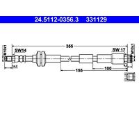 ATE 24.5112-0356.3 Brake Hose for ABARTH,CHRYSLER,FIAT,FORD,LANCIA