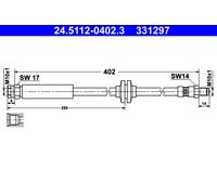 BRAKE HOSE FOR VAUXHALL OPEL CORSA MK III D S07 Z 14 XEP Z 13 DTJ A 13 DTC ATE