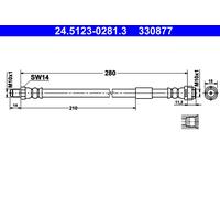Brake Hose ATE Fits MERCEDES A208 A209 C140 C208 C209 CL203 R129 2104280035