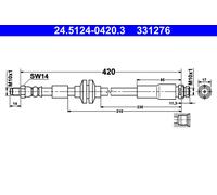 ATE Brake Hose 24.5124-0420.3 - Flexible - for Ford Focus II Station Wagon & C-MAX