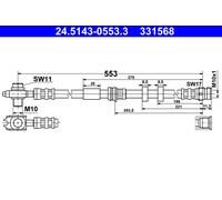 ATE 24.5143-0553.3 Brake Hose for AUDI,SEAT,VW