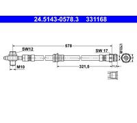 Flexible brake hose 24.5143-0578.3 ATE for VW AUDI