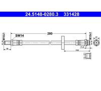 ATE Brake Hose 24.5148-0280.3 for FORD MONDEO III Turnier BWY QJBA QJBB QJBC QJBD