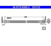 ATE Brake Hose 24.5172-0305.3 for Mercedes-Benz C-Class T-Model S204 (M 271 / 860 / OM 651 / 913)