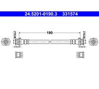 ATE Brake Hose 24.5201-0190.3 - Flexible - for Renault Koleos I 2.0 DCI (4x4)