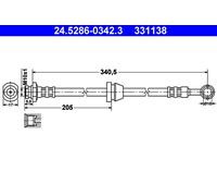 ATE 24.5286-0342.3 Brake Hose for CHEVROLET,DAEWOO