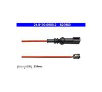 ATE 24.8190-0980.2 Brake Pad Wear Sensor Rear for Ford Transit