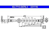 ATE 83.7713-0476.3 Brake Hose for AUDI