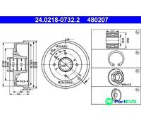 ATE 24.0218-0732.2 Brake drum